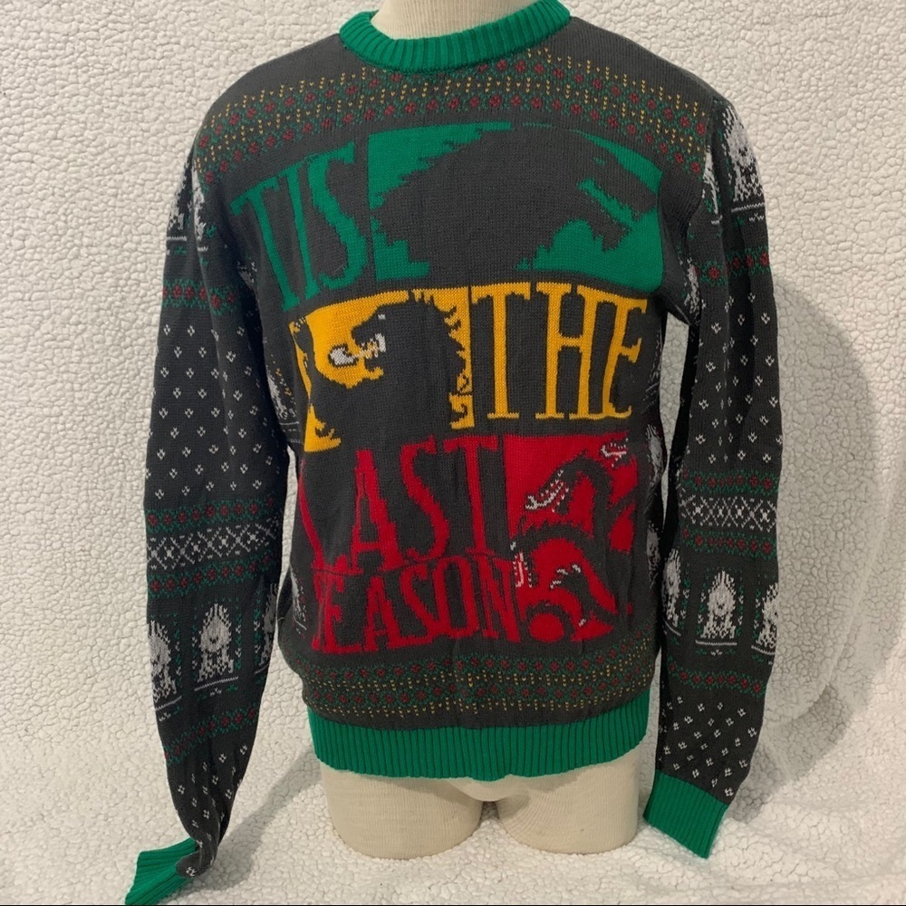 Game Of Thrones Men’s Christmas Ugly Sweater size L Tis the Last season